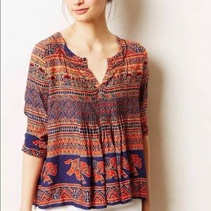 Anthropologie Vanessa Virginia Blouse Elephants